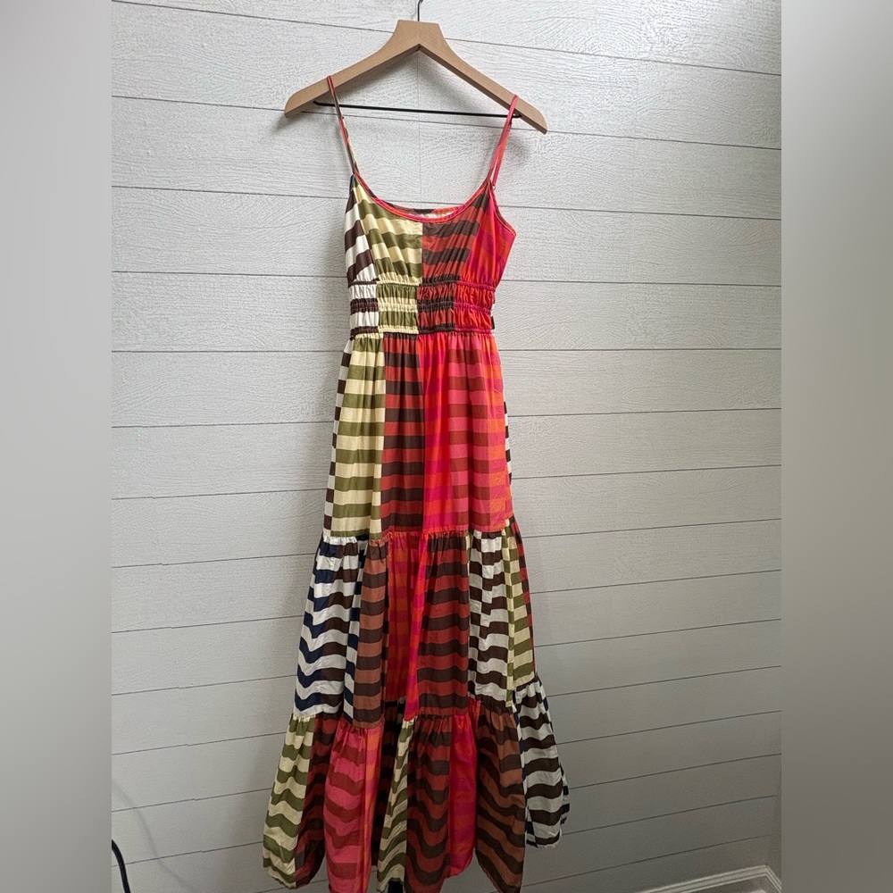 Hutch Silvana Tiered Maxi Dress Multicolor Stripe Boho Resort Vacation Size S - Picture 11 of 16